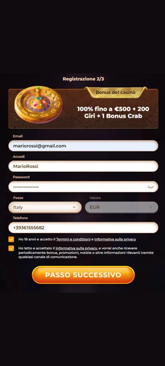 Processo di registrazione di AmunRa su smartphone Processo di registrazione di AmunRa su smartphone