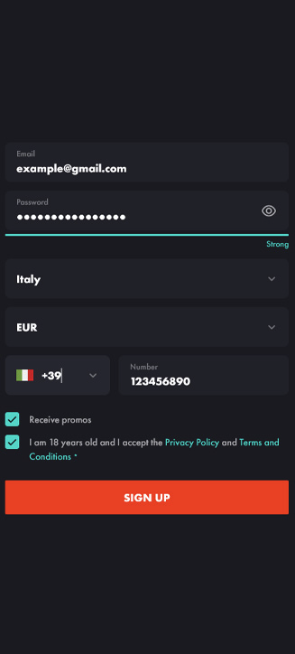 Processo di registrazione di Rooster su smartphone Processo di registrazione di Rooster su smartphone
